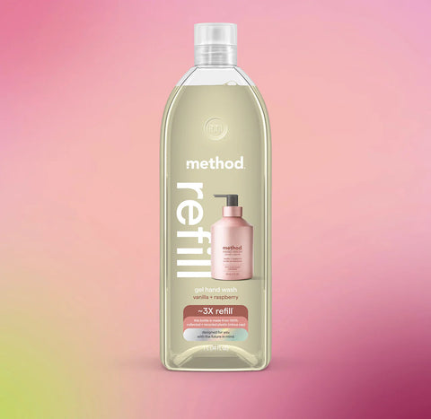 gel hand wash starter set - vanilla + raspberry, 46 fl oz