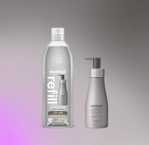 foaming hand wash starter set - violet + lavender, 38 fl oz