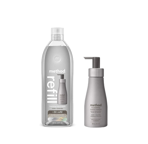 foaming hand wash starter set - violet + lavender, 38 fl oz