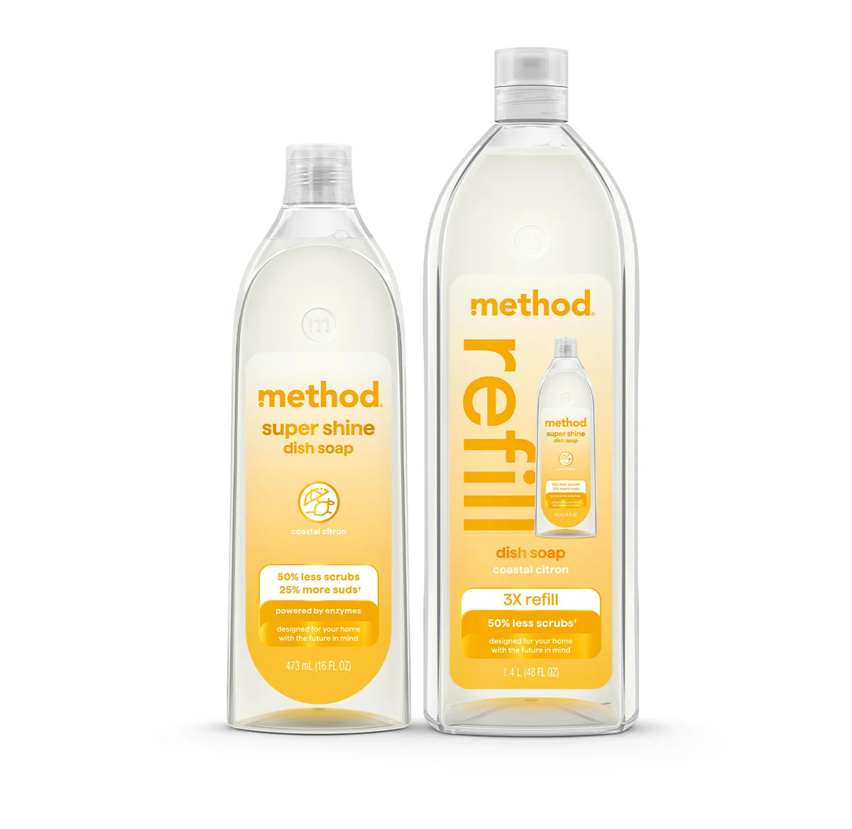 super shine liquid dish soap starter set - coastal citron, 64 fl oz