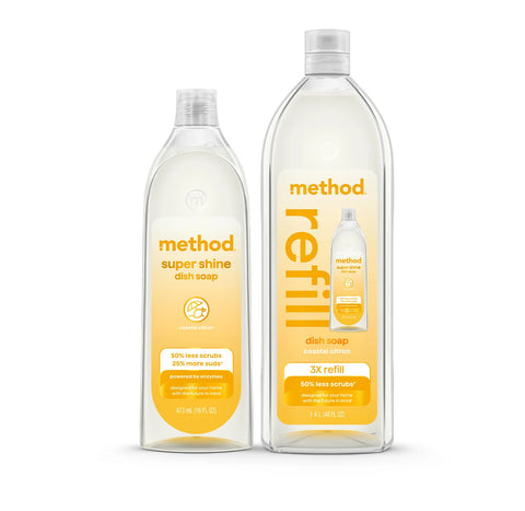 super shine liquid dish soap starter set - coastal citron, 64 fl oz