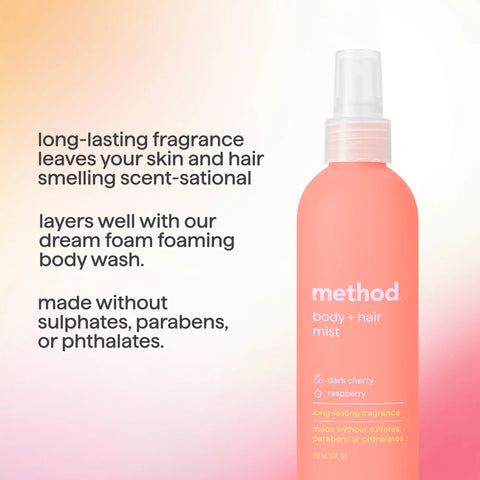 body + hair mist - dark cherry + raspberry, 8 fl oz