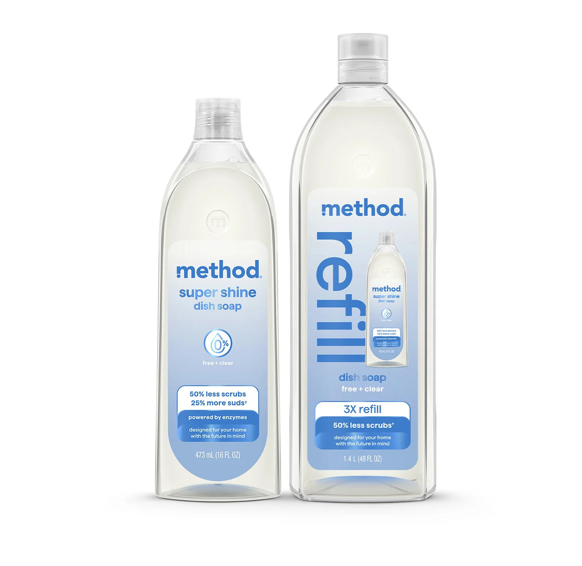 super shine liquid dish soap starter set - free + clear, 64 fl oz