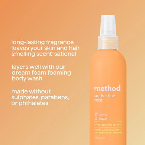 body + hair mist - vetiver + amber, 8 fl oz